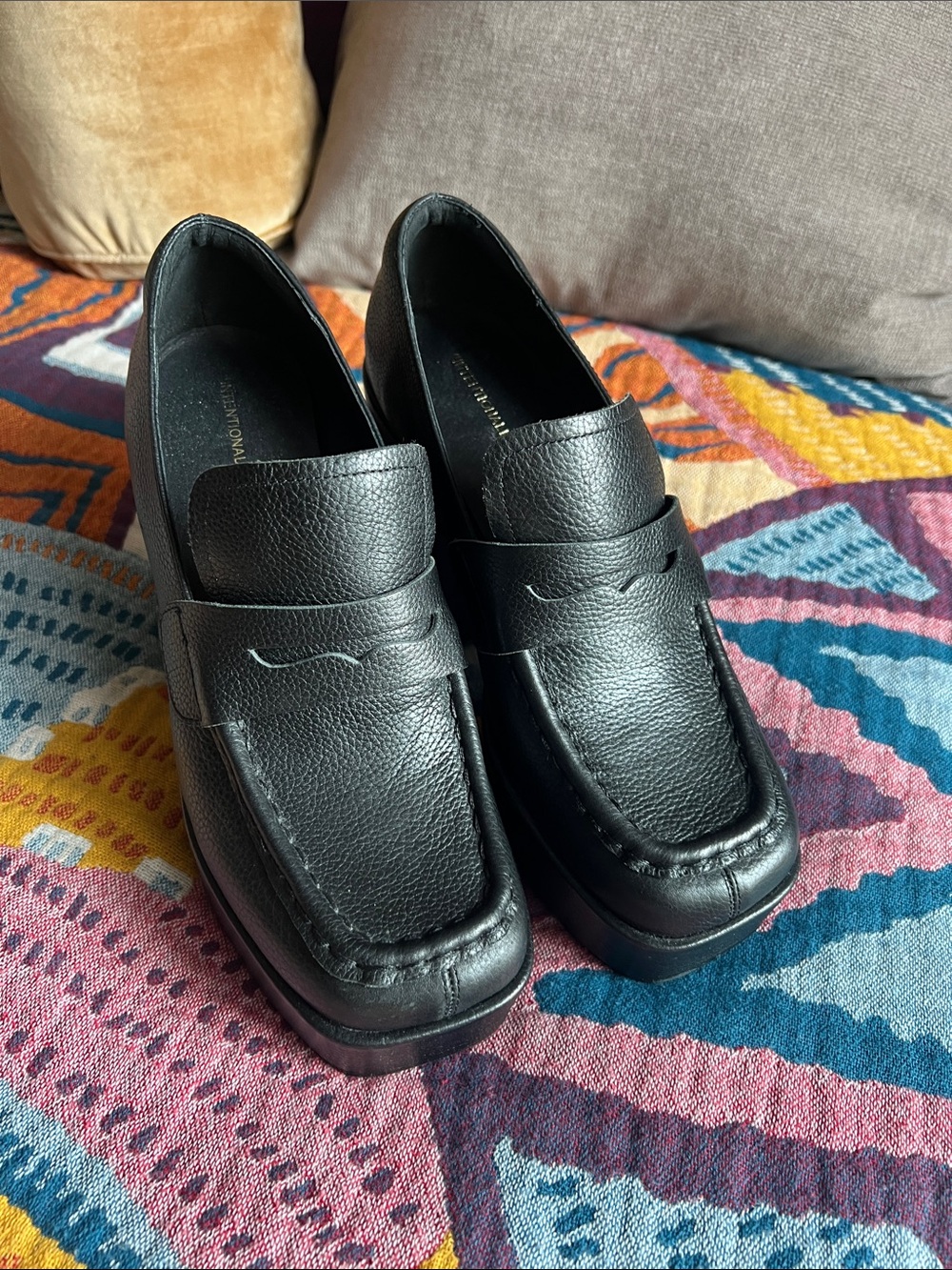 INTENTIONALLY BLANK Black Platform Block Heel Loafer - Picture 3 of 11